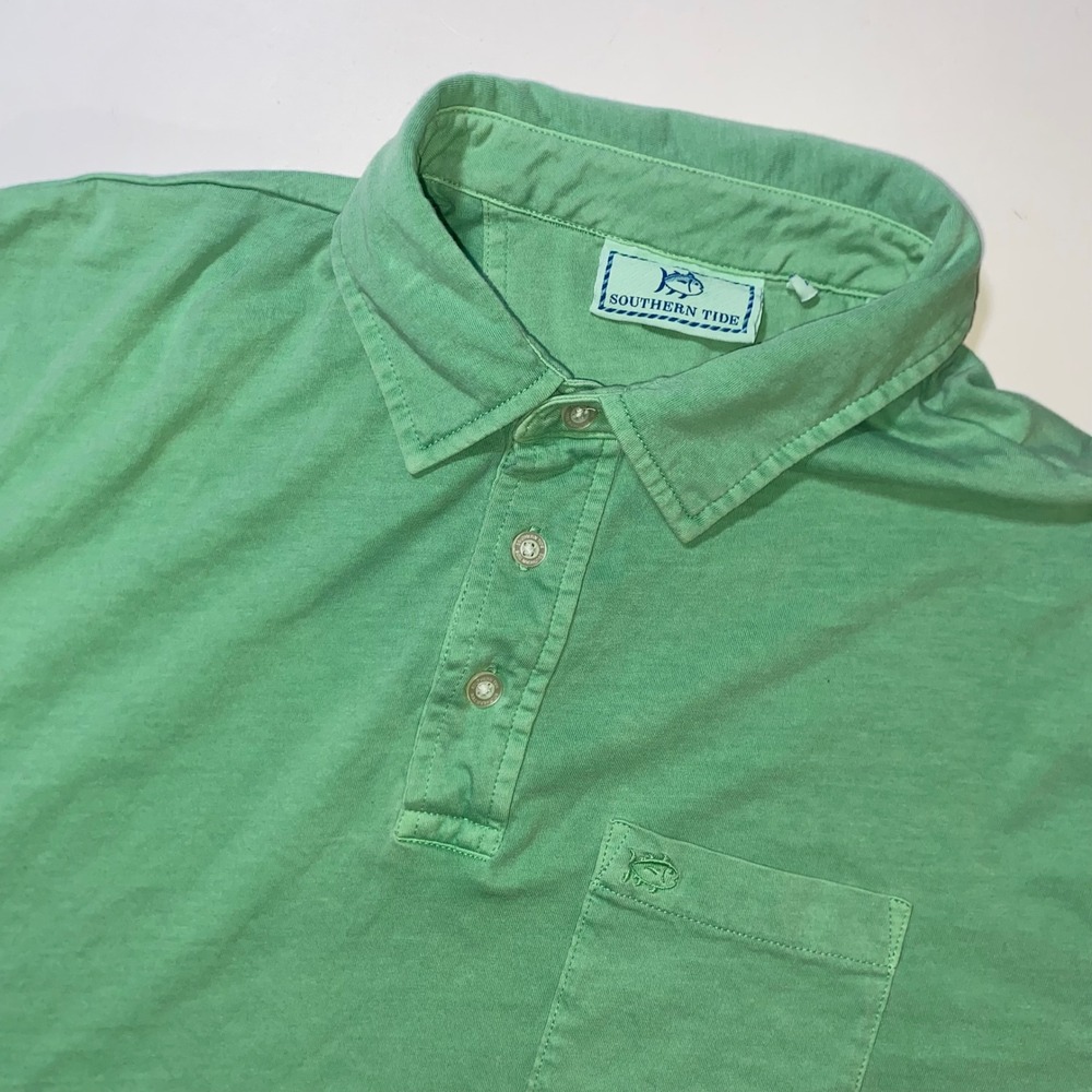 Southern Tide Mens Green Short Sleeve Skipjack Pocket Polo Shirt Size L DD229